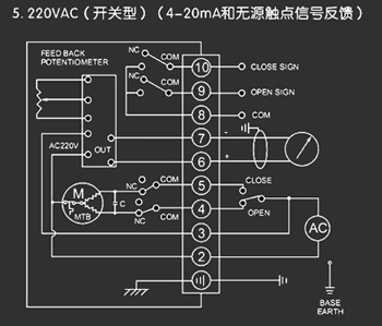 220VAC開關型<a href='http://www.www.tsjdt.cn/Product/diefa/diandongdiefa/' target='_blank'>電動<a href='http://www.www.tsjdt.cn/Product/diefa/' target='_blank'>蝶閥</a></a>接線圖