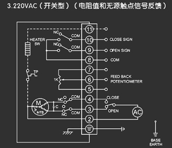 220VAC開關型<a href='http://www.www.tsjdt.cn/Product/diefa/diandongdiefa/' target='_blank'>電動<a href='http://www.www.tsjdt.cn/Product/diefa/' target='_blank'>蝶閥</a></a>接線圖